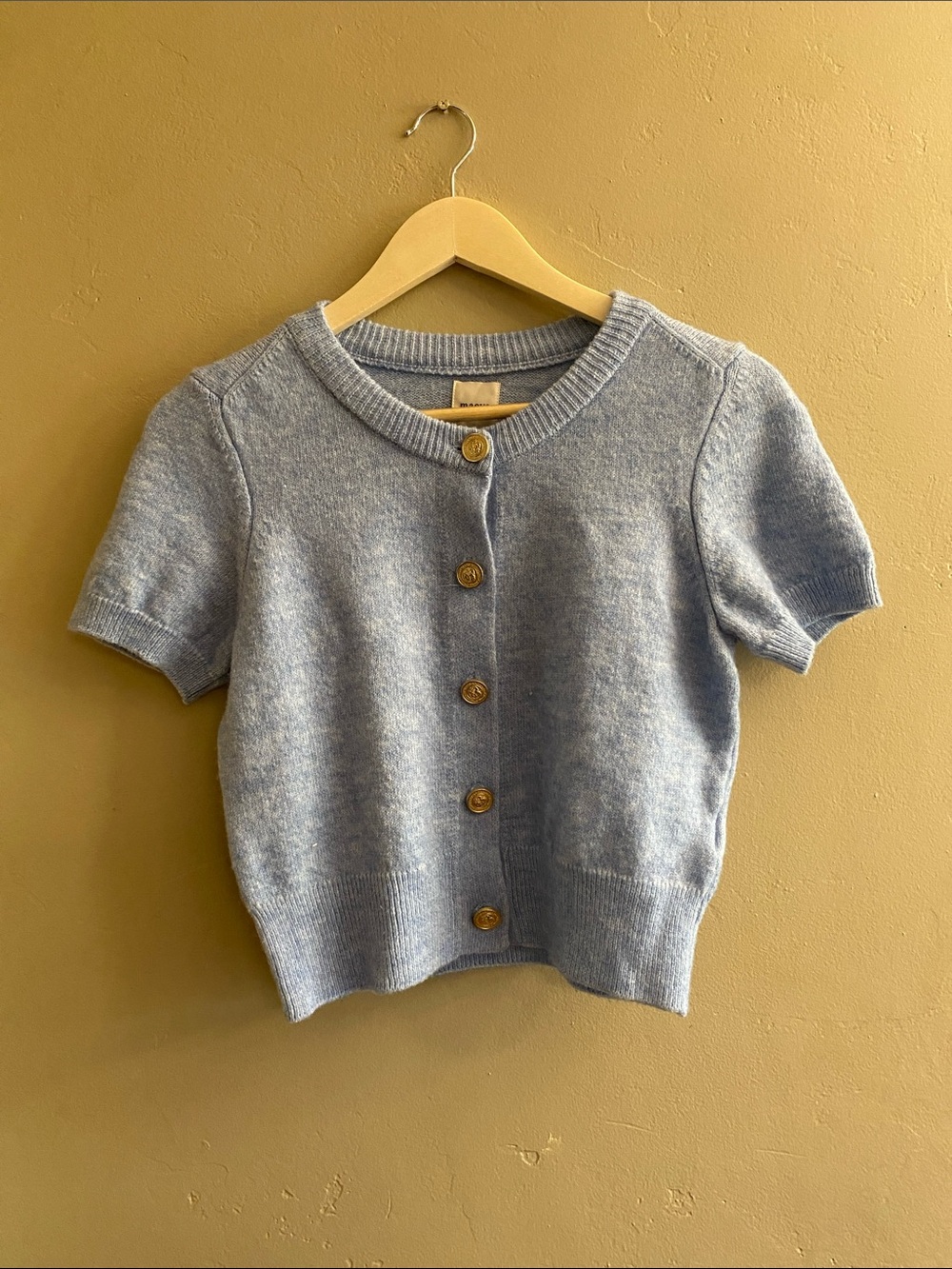 Maeve Light Blue Short-Sleeve Button Cardigan